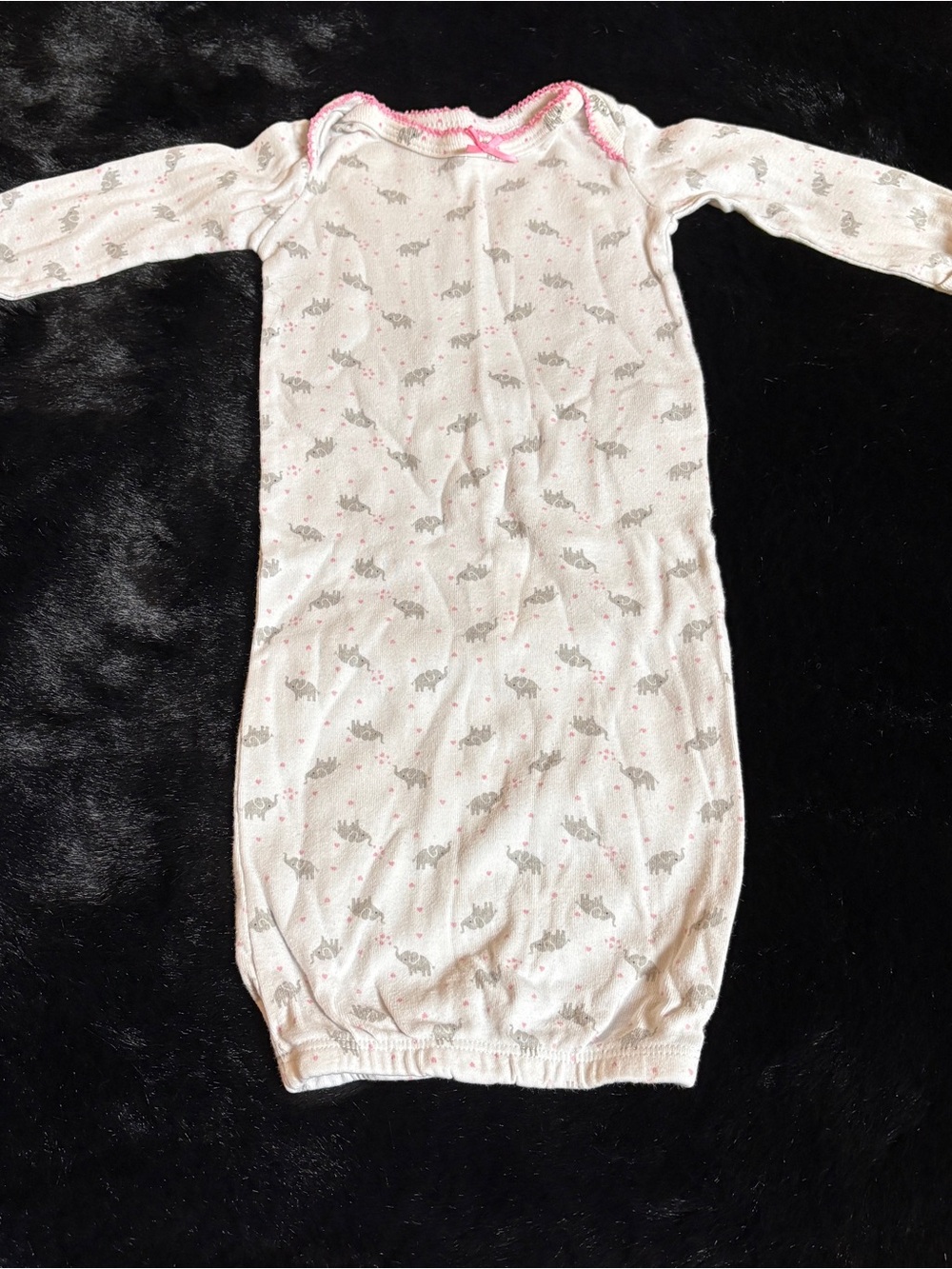Carter's White and Pink Baby Sleeper Gown with Elephant Print